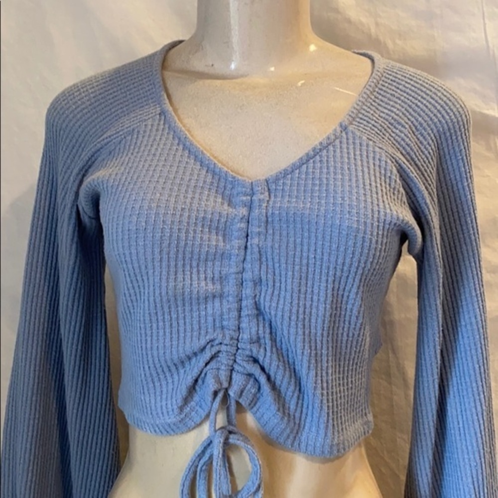 ZAFUL Blue Crop Top long sleeves size M